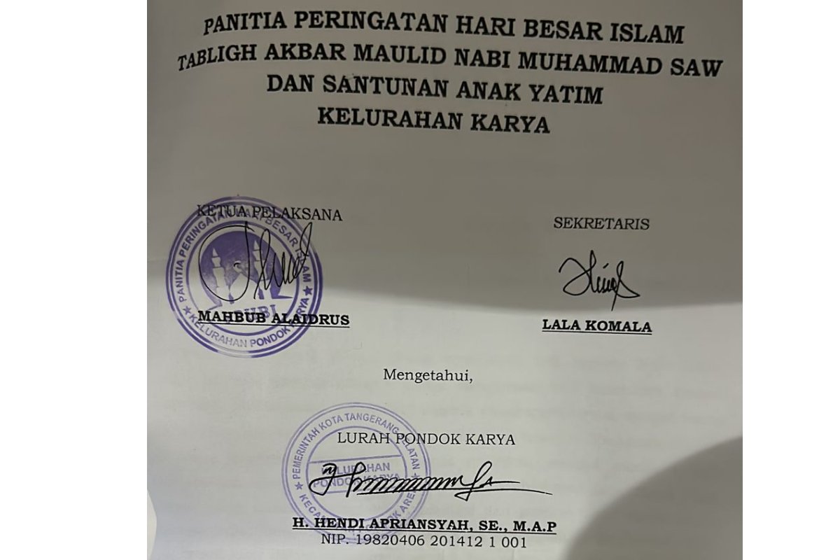 Beredar Proposal Permohonan Dana Tablig Akbar Dengan Tanda Tangan Lurah